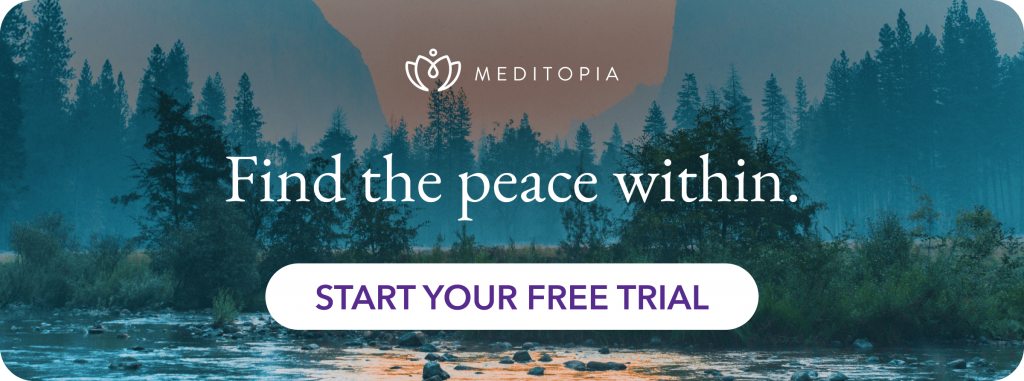 meditopia app promo to reduce procrastination at work with mindfulness