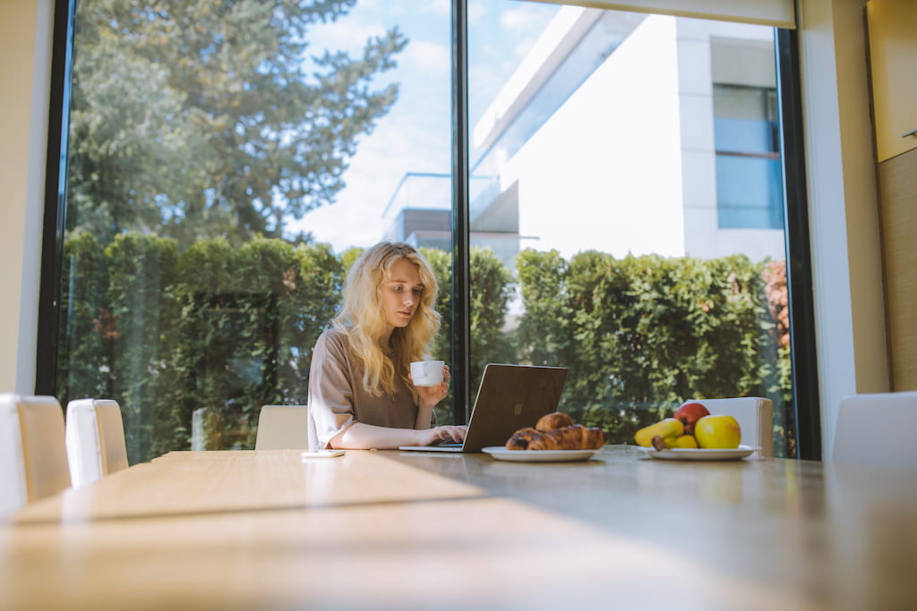 woman working on laptop