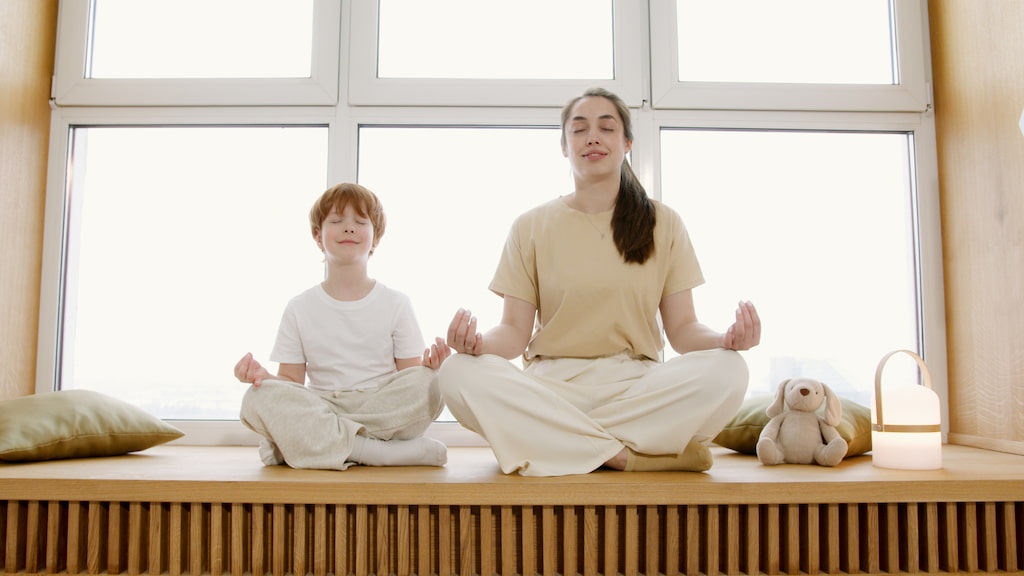 meditating with family