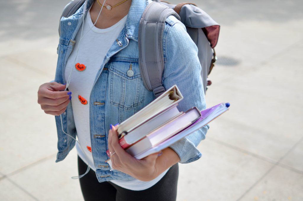 a student with her books