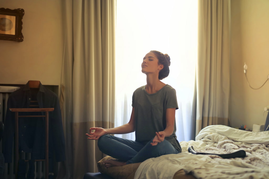 meditating woman in daily life 