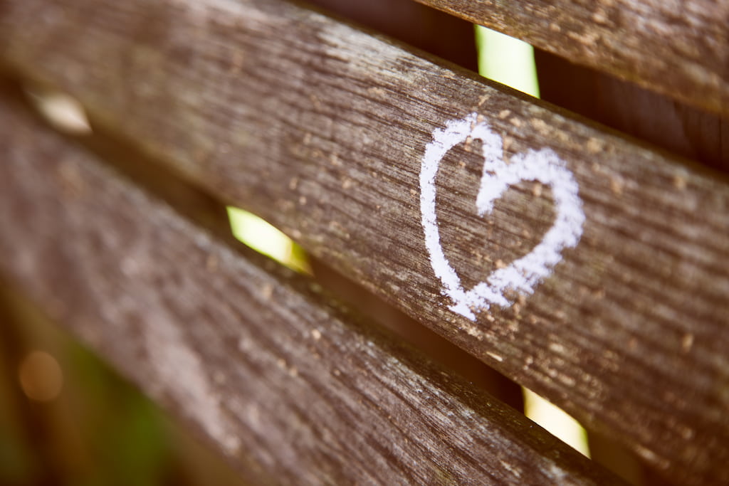 heart on the wood