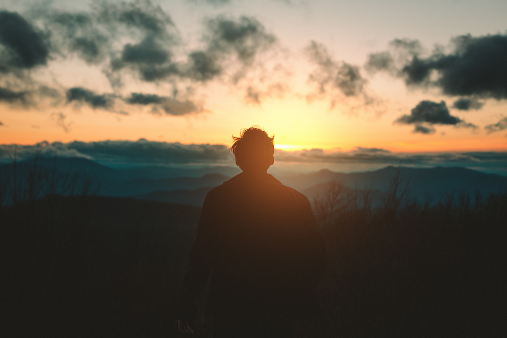 man standing on the sunset