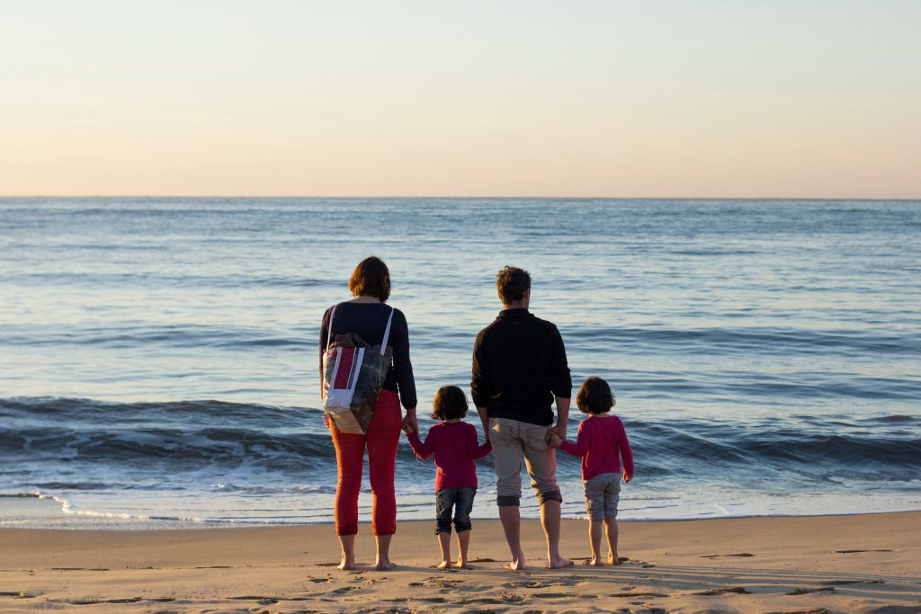 family in the beach