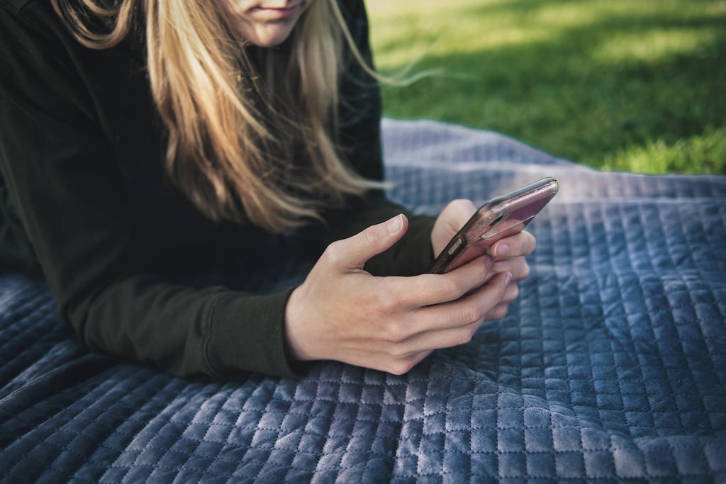 woman using social media