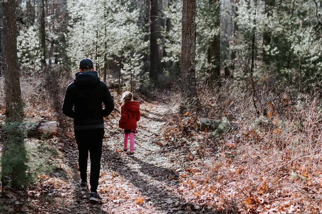 walking with a child in nature