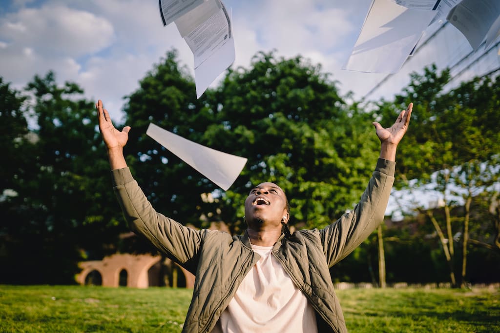 student with papers