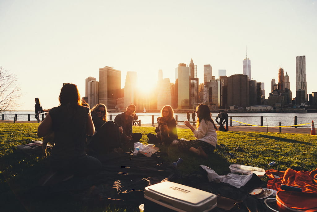 a group of people socializing